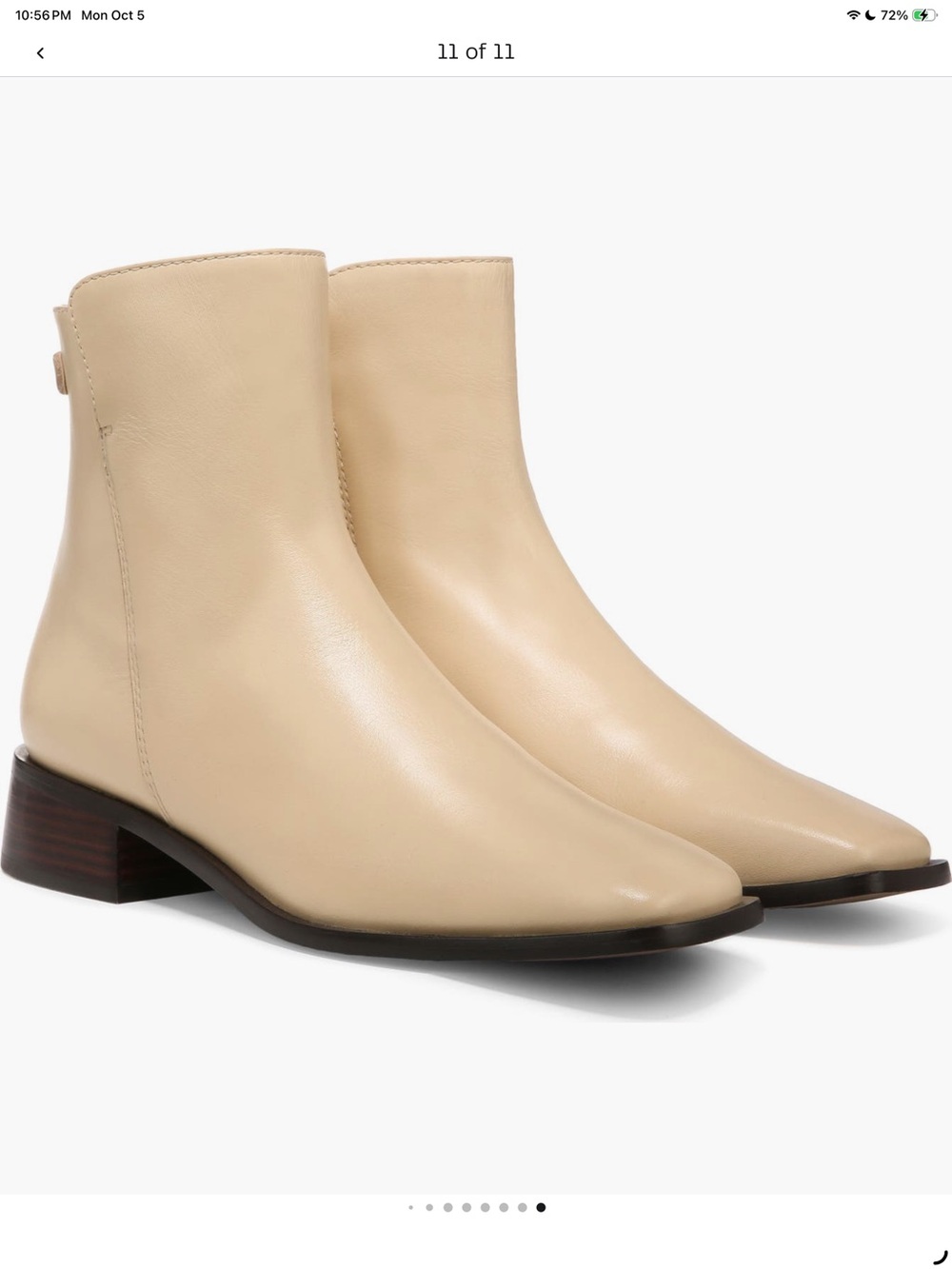 Cream (not yellow!) Leather Ankle Booties with Gold Buckle Accent